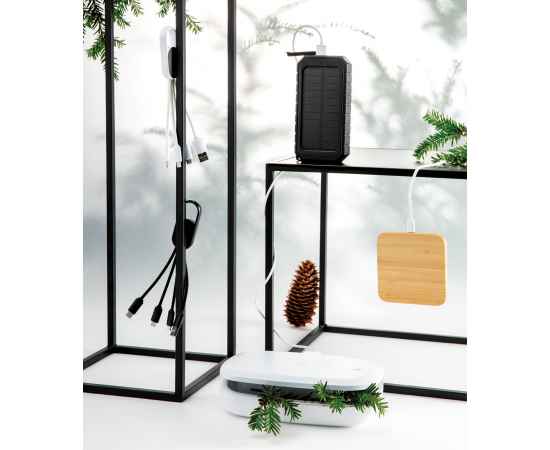 Док-станция для беспроводной зарядки Bamboo с портами USB, 5 Вт, коричневый,, Цвет: коричневый, Размер: Длина 9,2 см., ширина 9,2 см., высота 1 см., изображение 8