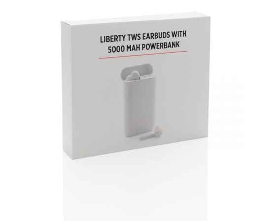 Внешний аккумулятор с наушниками TWS Liberty, 5000 мАч, белый,, Цвет: белый, Размер: Длина 12,6 см., ширина 7 см., высота 2,8 см., изображение 8