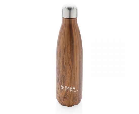 Вакуумная бутылка с принтом под дерево, Коричневый, Цвет: коричневый, Размер: , высота 25,8 см., диаметр 6,7 см., изображение 4