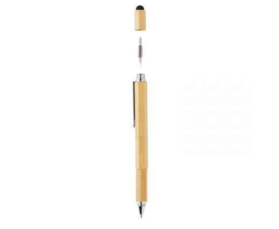 Многофункциональная ручка 5 в 1 Bamboo, коричневый,, Цвет: коричневый, Размер: , ширина 1,3 см., высота 15 см., изображение 10