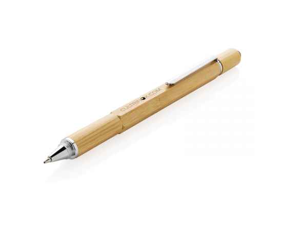 Многофункциональная ручка 5 в 1 Bamboo, коричневый,, Цвет: коричневый, Размер: , ширина 1,3 см., высота 15 см., изображение 4