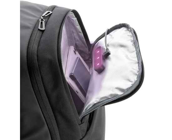 Рюкзак для ноутбука Swiss Peak со стерилизатором UV-C, Черный, Цвет: черный, Размер: Длина 30,5 см., ширина 13 см., высота 45 см., изображение 10