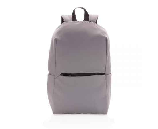 Рюкзак для ноутбука из гладкого полиуретана, 15.6', Серый, Цвет: серый, Размер: Длина 31 см., ширина 15 см., высота 45 см., изображение 2