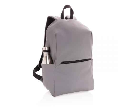 Рюкзак для ноутбука из гладкого полиуретана, 15.6', Серый, Цвет: серый, Размер: Длина 31 см., ширина 15 см., высота 45 см., изображение 10