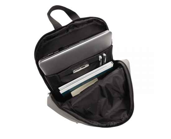 Рюкзак для ноутбука из гладкого полиуретана, 15.6', Серый, Цвет: серый, Размер: Длина 31 см., ширина 15 см., высота 45 см., изображение 11