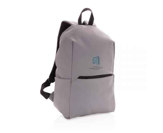 Рюкзак для ноутбука из гладкого полиуретана, 15.6', Серый, Цвет: серый, Размер: Длина 31 см., ширина 15 см., высота 45 см., изображение 3