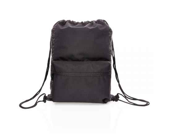 Светоотражающий рюкзак на шнурке из RPET AWARE™, Черный, Цвет: черный, Размер: Длина 34 см., ширина 14 см., высота 44 см., изображение 2