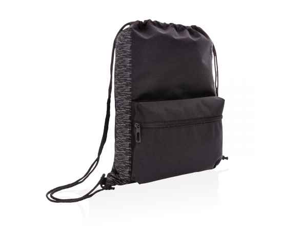 Светоотражающий рюкзак на шнурке из RPET AWARE™, Черный, Цвет: черный, Размер: Длина 34 см., ширина 14 см., высота 44 см., изображение 7