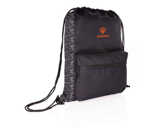Светоотражающий рюкзак на шнурке из RPET AWARE™, Черный, Цвет: черный, Размер: Длина 34 см., ширина 14 см., высота 44 см., изображение 3