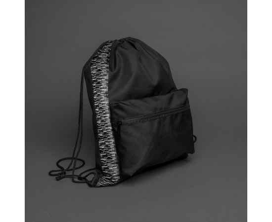 Светоотражающий рюкзак на шнурке из RPET AWARE™, Черный, Цвет: черный, Размер: Длина 34 см., ширина 14 см., высота 44 см., изображение 5
