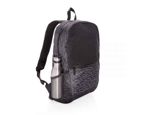 Светоотражающий рюкзак для ноутбука из RPET AWARE™, Черный, Цвет: черный, Размер: Длина 31 см., ширина 15 см., высота 47 см., изображение 2