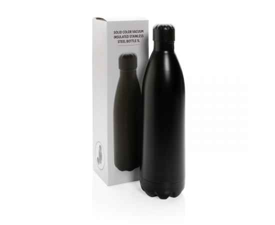 Вакуумная бутылка из нержавеющей стали, 1 л, Черный, Цвет: черный, Размер: Длина 32,8 см., ширина 8,9 см., высота 32,8 см., диаметр 8,9 см., изображение 2