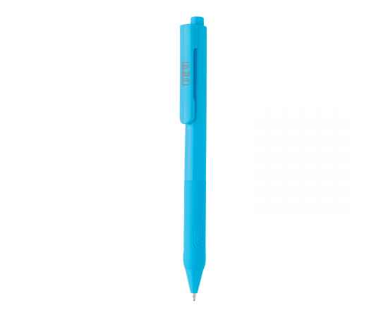 Ручка X9 с глянцевым корпусом и силиконовым грипом, Синий, Цвет: синий, Размер: , высота 14,3 см., диаметр 1,1 см., изображение 3