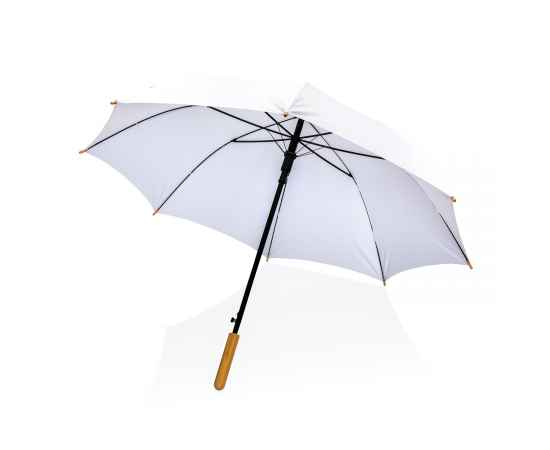 Автоматический зонт-трость с бамбуковой рукояткой Impact из RPET AWARE™, d103 см, Белый, Цвет: белый, Размер: , высота 79,5 см., диаметр 103 см., изображение 6
