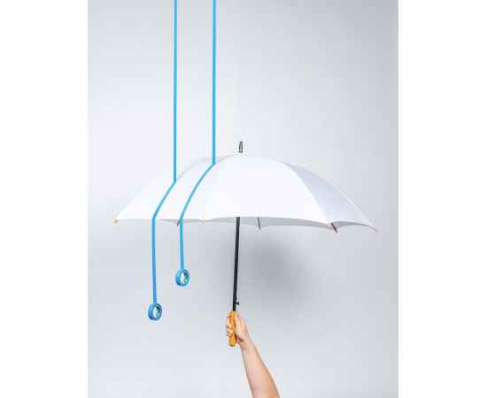 Автоматический зонт-трость с бамбуковой рукояткой Impact из RPET AWARE™, d103 см, Белый, Цвет: белый, Размер: , высота 79,5 см., диаметр 103 см., изображение 4