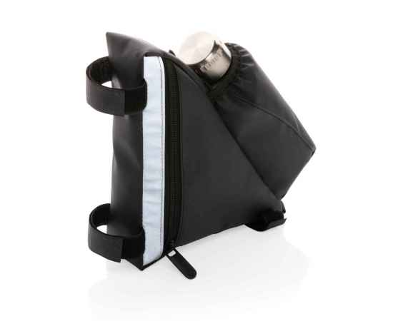 Велосипедная сумка со светоотражающей вставкой и держателем для бутылок, Черный, Цвет: черный, Размер: Длина 18,5 см., ширина 6 см., высота 21 см., изображение 2