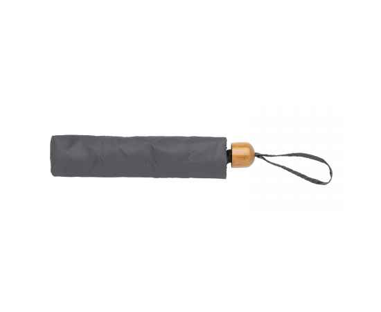 Компактный зонт Impact из RPET AWARE™ с бамбуковой рукояткой, d96 см, Серый, Цвет: темно-серый, Размер: , высота 58 см., диаметр 96 см., изображение 2