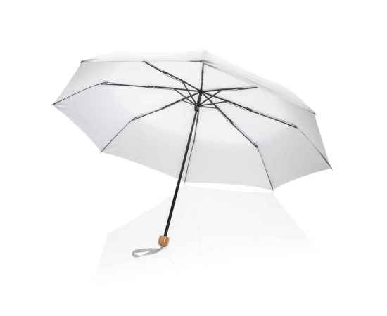 Компактный зонт Impact из RPET AWARE™ с бамбуковой рукояткой, d96 см, Белый, Цвет: белый, Размер: , высота 58 см., диаметр 96 см., изображение 3