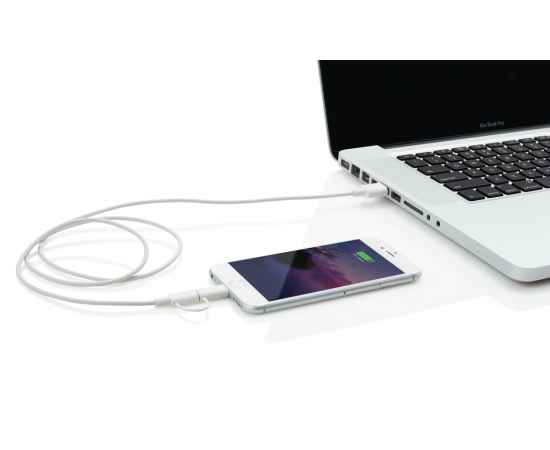 Кабель «2 в 1» с лицензированным MFi разъемом Apple Lightning, белый, черный, Цвет: белый, черный, Размер: Длина 0,6 см., ширина 1,1 см., высота 100 см., изображение 4