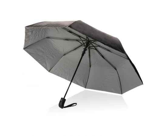Маленький двухцветный зонт Impact из RPET AWARE™, d97 см, Серый, Цвет: серебряный, Размер: , высота 57 см., диаметр 97 см., изображение 3