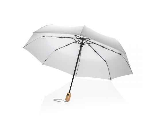 Автоматический зонт Impact из RPET AWARE™ с бамбуковой рукояткой, d94 см, Белый, Цвет: белый, Размер: , высота 57 см., диаметр 94 см., изображение 5