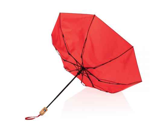Автоматический зонт Impact из RPET AWARE™ с бамбуковой рукояткой, d94 см, Красный, Цвет: красный, Размер: , высота 57 см., диаметр 94 см., изображение 3