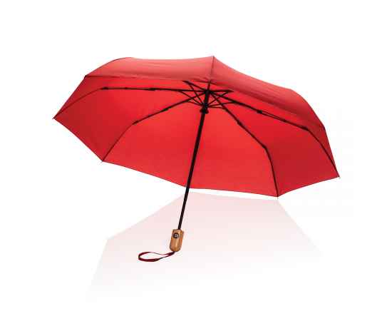 Автоматический зонт Impact из RPET AWARE™ с бамбуковой рукояткой, d94 см, Красный, Цвет: красный, Размер: , высота 57 см., диаметр 94 см., изображение 5