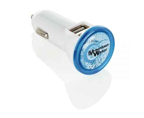 Мощное автомобильное зарядное устройство с 2 USB-портами, синий, белый, Цвет: синий, белый, Размер: , высота 7 см., диаметр 3,5 см., изображение 8