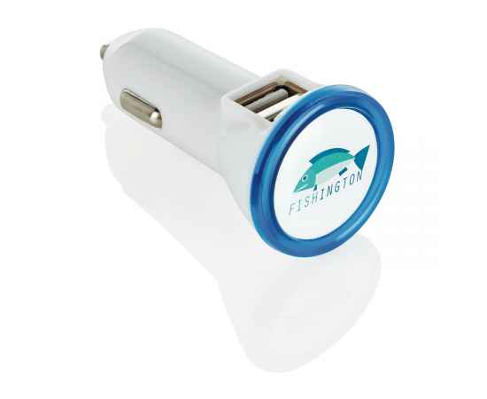 Мощное автомобильное зарядное устройство с 2 USB-портами, синий, белый, Цвет: синий, белый, Размер: , высота 7 см., диаметр 3,5 см., изображение 9