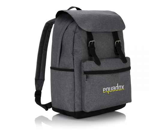 Стильный рюкзак для ноутбука с застежками на кнопках, Серый, Цвет: серый, Размер: Длина 43 см., ширина 15,5 см., высота 30 см., изображение 3