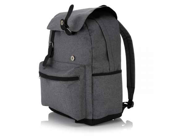 Стильный рюкзак для ноутбука с застежками на кнопках, Серый, Цвет: серый, Размер: Длина 43 см., ширина 15,5 см., высота 30 см., изображение 6