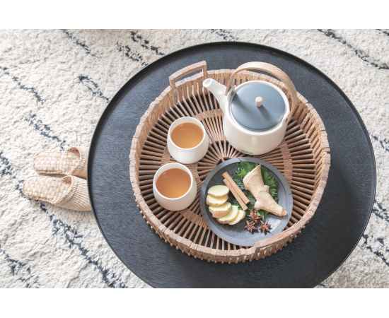 Набор керамический чайник Ukiyo с чашками, Белый, Цвет: белый, серый, Размер: Длина 19 см., ширина 13,5 см., высота 12 см., диаметр 13,5 см., изображение 5