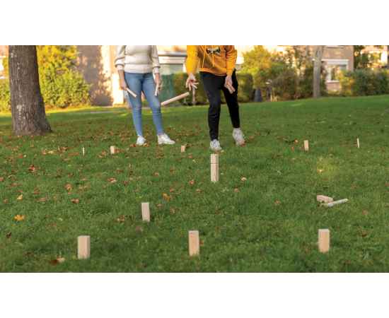 Деревянный игровой набор Kubb, Коричневый, Цвет: коричневый, Размер: Длина 32,5 см., ширина 34 см., высота 1 см., изображение 5