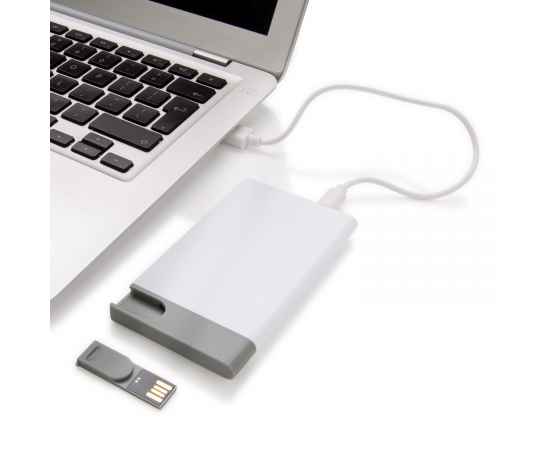 Зарядное устройство с USB–флешкой на 8 ГБ, 2500 mAh, белый,, Цвет: белый, Размер: Длина 0,8 см., ширина 6,2 см., высота 11,4 см., диаметр 0,0 см., изображение 4