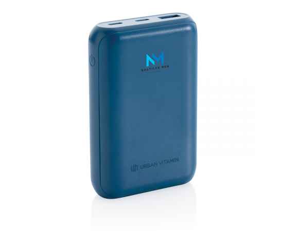 Внешний аккумулятор Urban Vitamin Alameda с быстрой зарядкой PD, 18 Вт, 10000 мАч, синий,, Размер: Длина 950 см., ширина 630 см., высота 230 см., диаметр 0 см., изображение 4