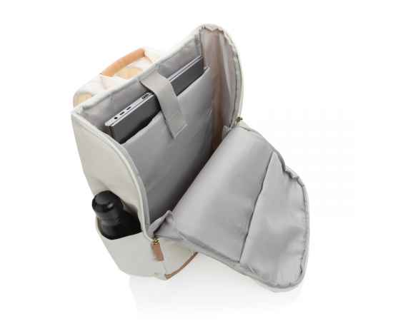 Рюкзак для ноутбука Impact из переработанного канваса AWARE™, 15', Кремовый, Цвет: белый, Размер: Длина 30 см., ширина 12,5 см., высота 46 см., изображение 2