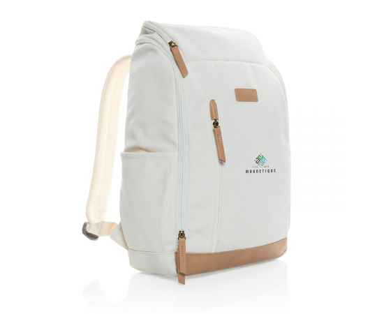 Рюкзак для ноутбука Impact из переработанного канваса AWARE™, 15', Кремовый, Цвет: белый, Размер: Длина 30 см., ширина 12,5 см., высота 46 см., изображение 3