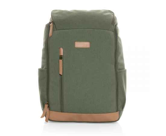 Рюкзак для ноутбука Impact из переработанного канваса AWARE™, 15', Зеленый, Цвет: зеленый, Размер: Длина 30 см., ширина 12,5 см., высота 46 см., изображение 5