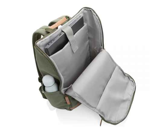 Рюкзак для ноутбука Impact из переработанного канваса AWARE™, 15', Зеленый, Цвет: зеленый, Размер: Длина 30 см., ширина 12,5 см., высота 46 см., изображение 2