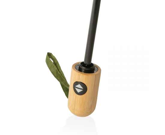 Автоматический зонт Impact из RPET AWARE™ с бамбуковой рукояткой, d94 см, Зеленый, Цвет: зеленый, Размер: , высота 57 см., диаметр 94 см., изображение 7
