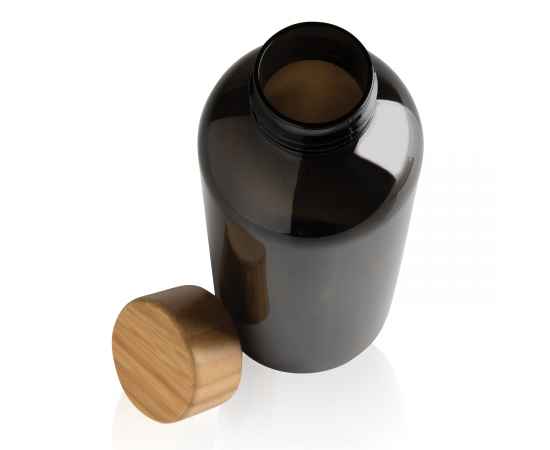 Бутылка для воды из rPET (стандарт GRS) с крышкой из бамбука FSC®, Черный, Цвет: черный,, Размер: Длина 7,4 см., ширина 7,4 см., высота 20,6 см., диаметр 7,4 см., изображение 8