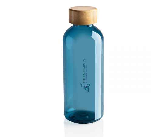 Бутылка для воды из rPET (стандарт GRS) с крышкой из бамбука FSC®, Синий, Цвет: синий,, Размер: Длина 7,4 см., ширина 7,4 см., высота 20,6 см., диаметр 7,4 см., изображение 4