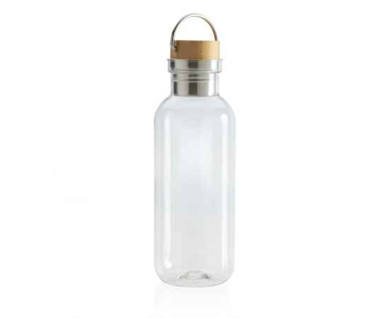 Бутылка для воды из rPET GRS с крышкой из бамбука FSC, 680 мл, Прозрачный, Цвет: прозрачный,, Размер: Длина 7,5 см., ширина 7,5 см., высота 22,3 см., диаметр 7,5 см., изображение 3