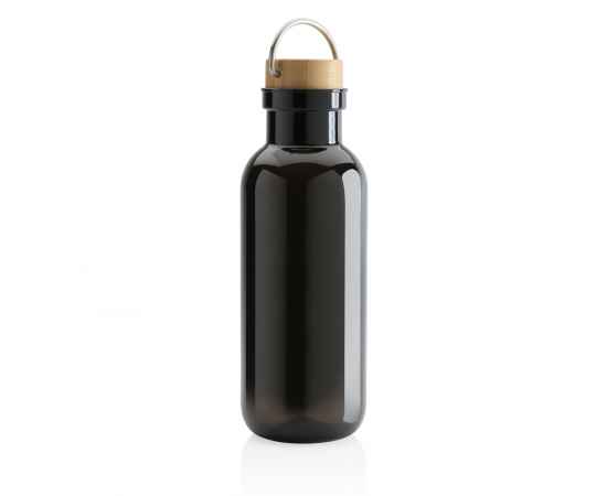 Бутылка для воды из rPET GRS с крышкой из бамбука FSC, 680 мл, Черный, Цвет: черный,, Размер: Длина 7,5 см., ширина 7,5 см., высота 22,3 см., диаметр 7,5 см., изображение 3