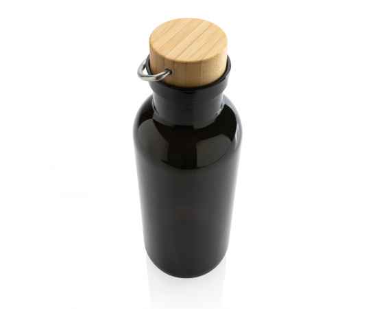 Бутылка для воды из rPET GRS с крышкой из бамбука FSC, 680 мл, Черный, Цвет: черный,, Размер: Длина 7,5 см., ширина 7,5 см., высота 22,3 см., диаметр 7,5 см., изображение 6