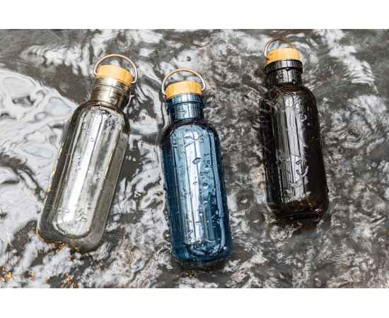 Бутылка для воды из rPET GRS с крышкой из бамбука FSC, 680 мл, Синий, Цвет: синий,, Размер: Длина 7,5 см., ширина 7,5 см., высота 22,3 см., диаметр 7,5 см., изображение 6