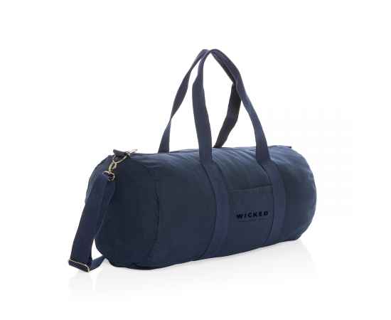Спортивная сумка Impact из переработанного неокрашенного канваса AWARE™, 285 г/м², Синий, Цвет: темно-синий,, Размер: Длина 52 см., ширина 20 см., высота 45 см., диаметр 0 см., изображение 3