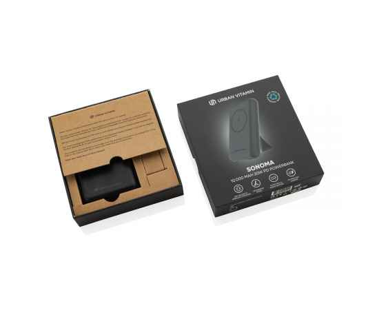Внешний аккумулятор Urban Vitamin Sonoma с беспроводной магнитной зарядкой, 10 000 мАч, черный,, изображение 2