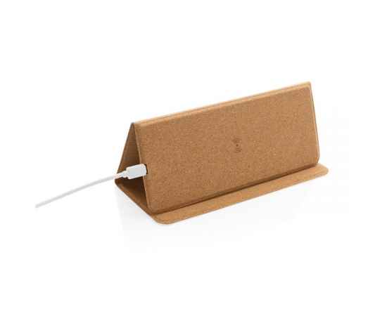 Коврик для мыши Cork с функцией беспроводной зарядки и подставки для телефона, 10 Вт, коричневый,, изображение 7