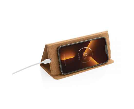 Коврик для мыши Cork с функцией беспроводной зарядки и подставки для телефона, 10 Вт, коричневый,, изображение 8